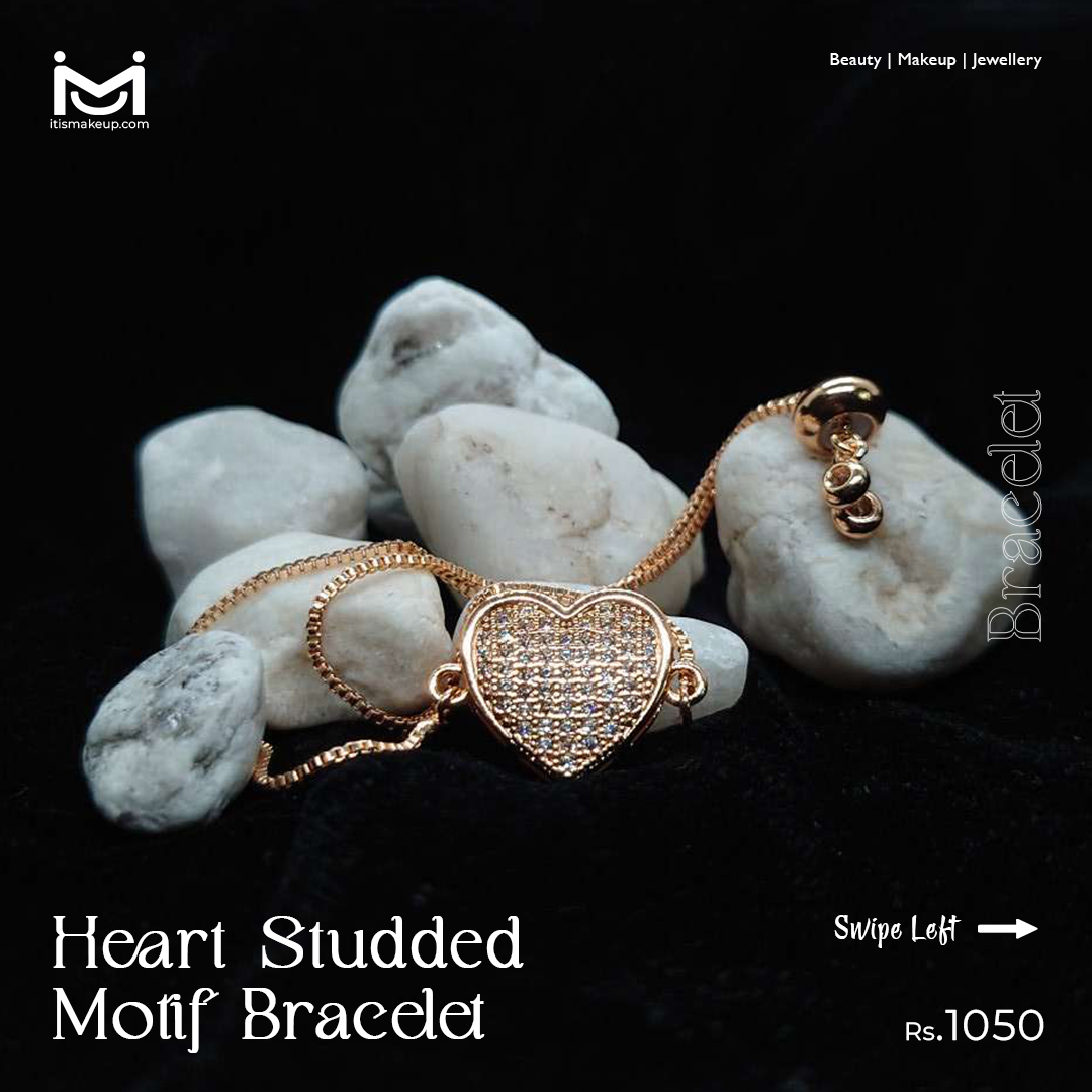 Heart Studded Motif Bracelet