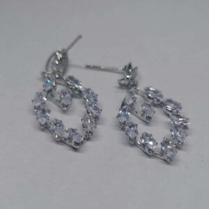 Rose Silver Crystal Hoop Earrings